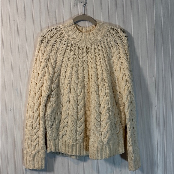 SEZANE DIEGO CABLE KNIT MERINO JUMPER SWEATER FISHERMAN MEDIUM - Picture 2 of 6
